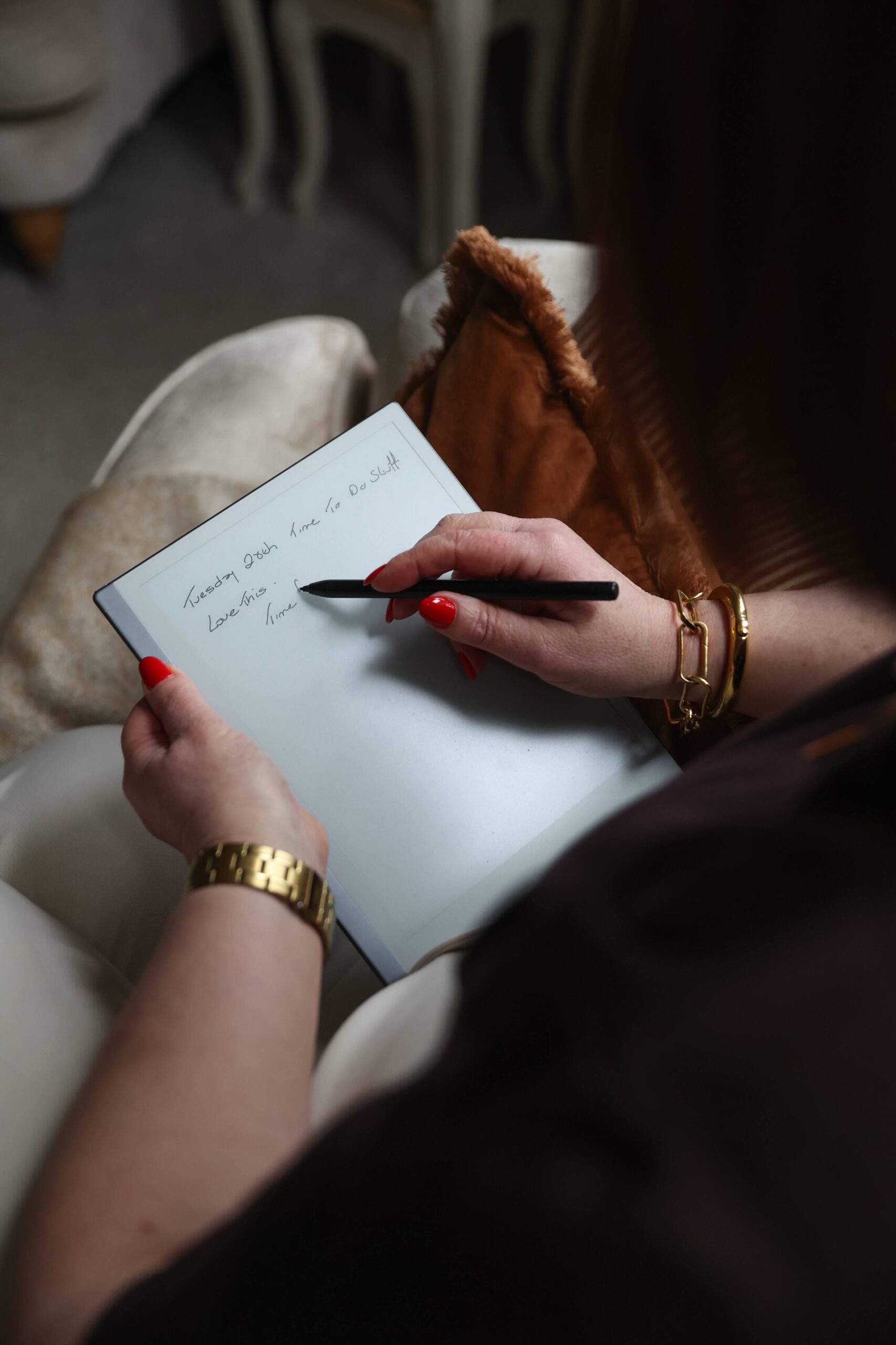Jane writing notes in her journal